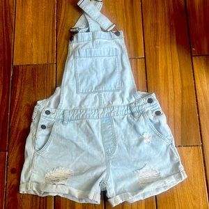 Pacsun Distressed Ripped Front Overall Shorts Small